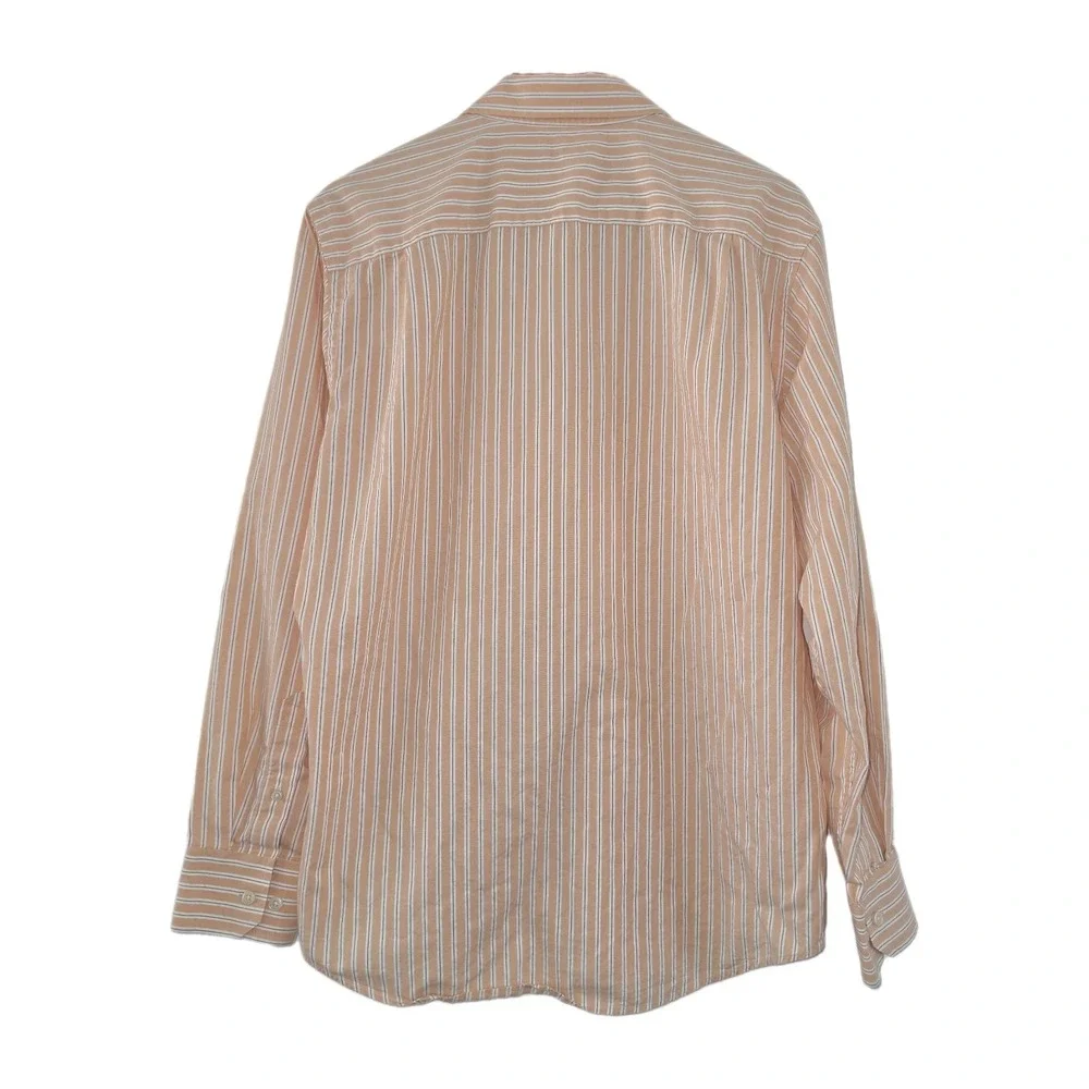 Banana Republic Mens M Orange White Stripe Long Slv Button Down Shirt Cotton